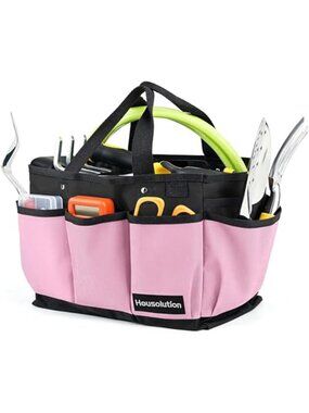 Garden Tool Bag Organizer Tote With Pockets Heavy Duty Storage Carry Bag Pink